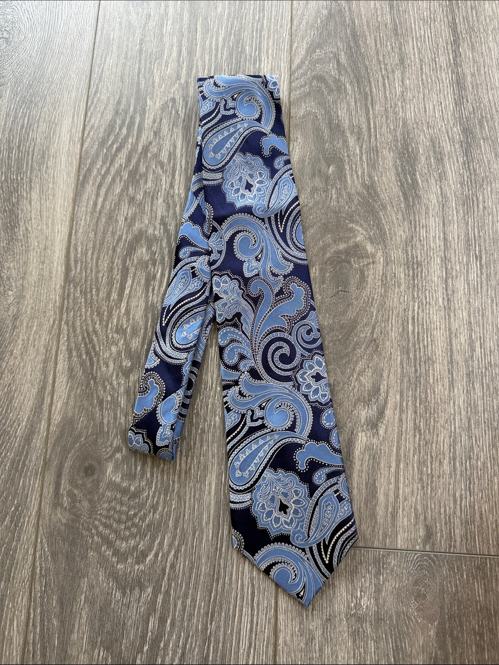 Jos. A. Bank - Navy & Light Blue Paisley 100% Silk Tie